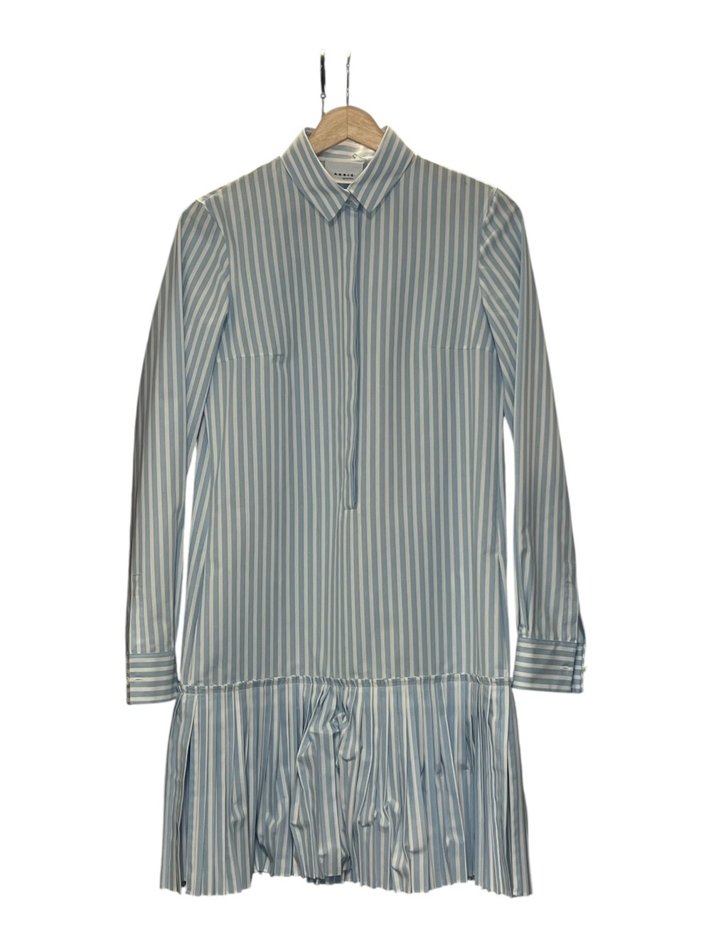 Akris Striped Cotton Pleated Hem Dress